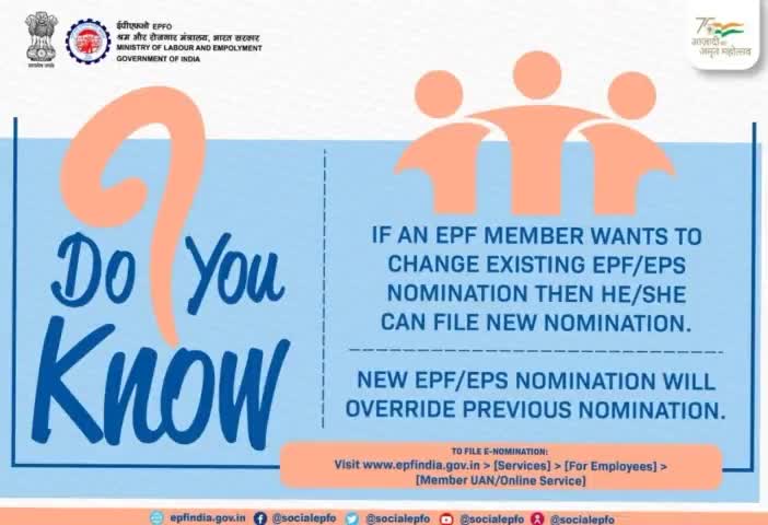 #EPF Members can file new nomination to change existing EPF/#EPS nomination.

#EPFO #Services #Pension #ईपीएप #पीएफ