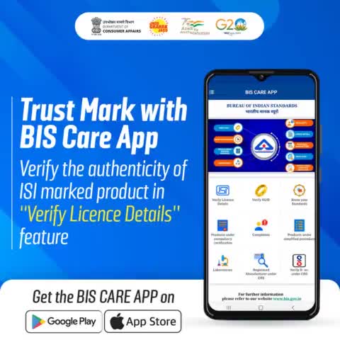 Verify the authenticity of ISI marked product at the BIS Care app available on Google Play and App Store.

#Qualityassurance