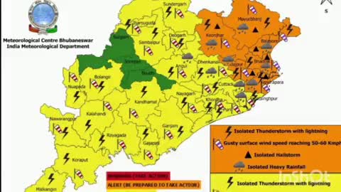 ନବରଙ୍ଗପୁର ପୋଲିସ ଷ୍ଟେସନ: ଆସନ୍ତାକାଲି ପବନ, ଘଡଘଡି ସହ ବର୍ଷା ପୂର୍ବାନୁମାନ କରି ଜିଲ୍ଲାରେ ୟେଲୋ ଆଲର୍ଟ ଜାରି କଲା ରାଜ୍ୟ ପାଣିପାଗ ଵିଭାଗ