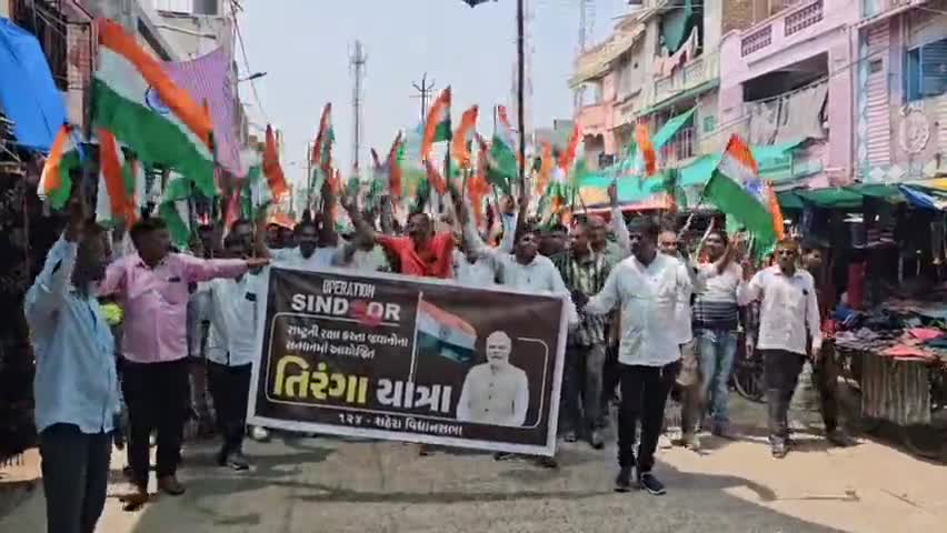 શહેરા: શહેરામાં તિરંગા યાત્રા યોજાઈ હતી,જેમાં રાજકીય આગેવાનો સહિત સર્વસમાજના લોકો જોડાયા હતા