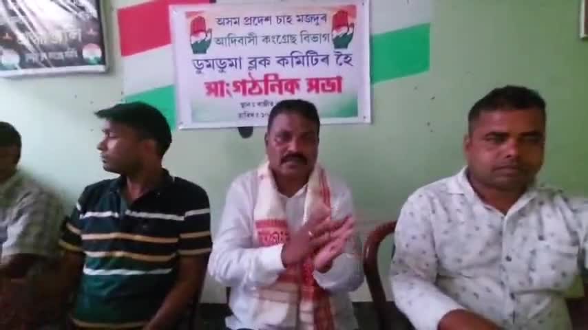 ডুমডুমা: অসম প্ৰদেশ চাহ  মজদূৰ আদিবাসী কংগ্ৰেছ বিভাগ ডুমডুমা ব্লক কমিটিৰ হৈ ডুমডুমাত সাংগঠনিক সভা অনুষ্ঠিত