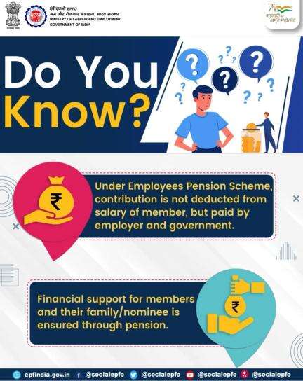 Under #EPS, contribution is paid by employer and government.

#Employee #SocialSecurity #AmritMahotsav 

#AmritMahotsav