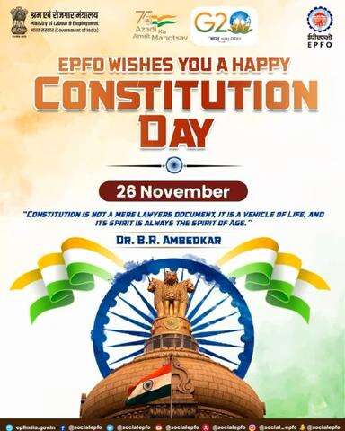 #EPFO wishes you a Happy #ConstitutionDay2022 

#SocialSecurity #AmritMahotsav 

@AmritMahotsav