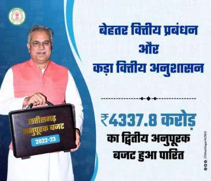 बेहतर वित्तीय प्रबंधन के साथ प्रदेश की उन्नति में महत्वपूर्ण भूमिका निभाएगा वित्तीय वर्ष 2022-23 का अनुपूरक बजट

#CGBudget #छत्तीसगढ़ #Chhattisgarh
