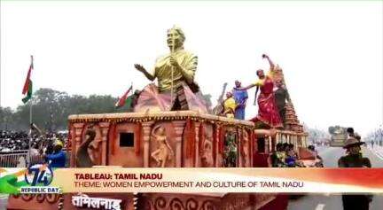 The tableau of #TamilNadu at #RepublicDay parade depicting the theme 'Women Empowerment & Culture of Tamil Nadu'.