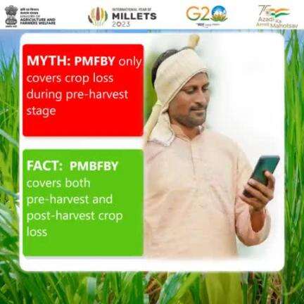 Pradhan Mantri Fasal Bima Yojana gives financial security to farmers against #CropLoss, not only before but also after 14 days of harvesting. Enroll in #PMFBY and stop fearing crop loss.
#agrigoi #pmfby4farmers #financialsecurity #G20India