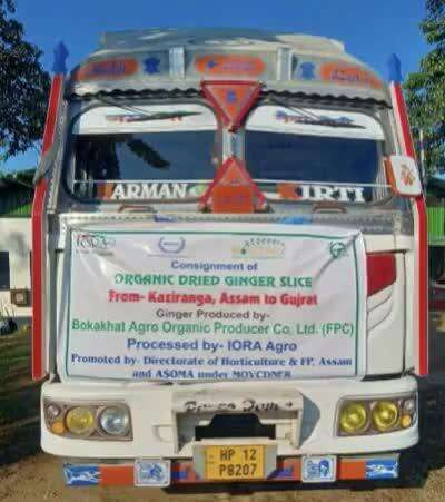 Bokakhat Agro Organic Producer Co. Ltd #FPC from Assam under #MOVCDNER dispatched 4 MT of dried ginger slices to Gujarat on 5 Jan 2023 with support from the Directorate of Horticulture & FP of Assam and ASOMA.