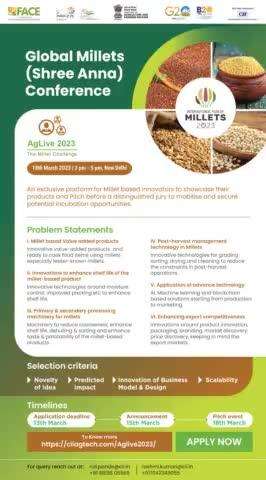 Aglive 2023, an exclusive opportunity for #Millet innovators to showcase their ideas on Millets based product and technology to a distinguished jury to mobilize funding and secure potential incubation opportunities.