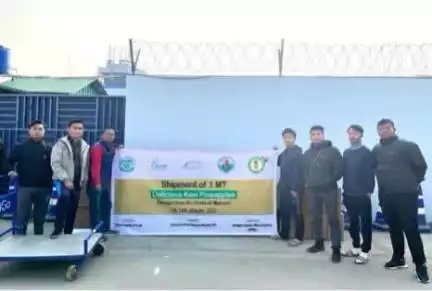 Than-Than Organic & Thayong Organic #FPCs of Manipur under #MOVCDNER supplied 1 MT of Winter Kew Pineapples using Air cargo to retail outlets in Delhi and Dehradun on 14th Jan 2023. The produce was marketed by Clover Organics Pvt Ltd.