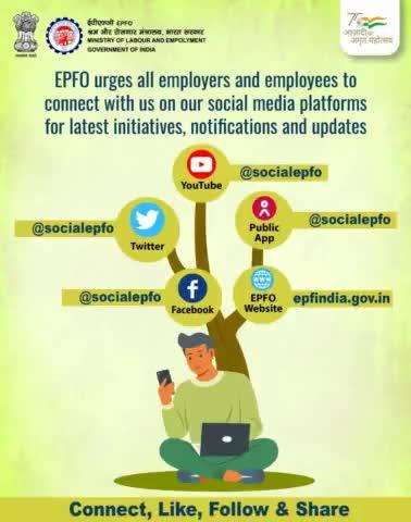 #Connect with #EPFO on all official #socialmedia handles to stay updated with new initiatives