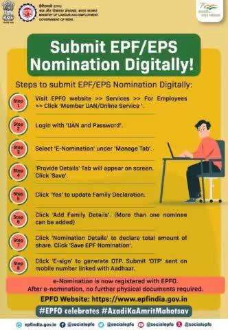 Follow these easy steps to file EPF/EPS nomination digitally.

#SocialSecurity #EPF #Pension #ईपीएफओ #ईपीएफ #AmritMahots