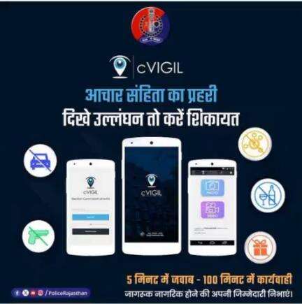 आचार संहिता का उल्‍लंघन नजर आए तो तुरंत बताएं।

  cVIGIL App Download करें और दें जानकारी ।

 #RajasthanPolice
 #rajasthanelection2023