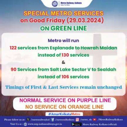 Special #Metro Services on #GoodFriday (29.03.2024) on #GreenLine.