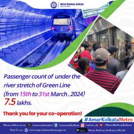 #PassengerCount of under the river stretch of #GreenLine 7.5 lakhs.

Thank you for your cooperation!