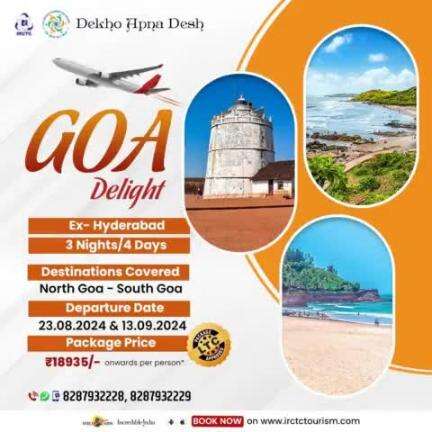 Escape the daily hustle with the #Goa Delight (SHA03) tours scheduled for 23.08.2024 & 13.09.2024 from #Hyderabad. 

Book now on http://tinyurl.com/SHA033N4D