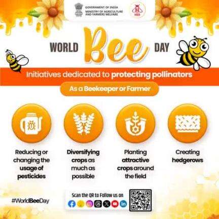 #WorldBeeDay is celebrated to raise awareness of the vital role bees play in pollinating plants, supporting biodiversity and ensuring food security for humans.

#agrigoi #BeeEngaged #pollinators