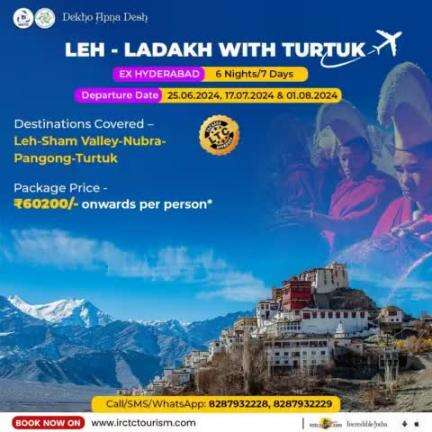 Set off on an #adventure with IRCTC Tourism's #Leh With Turtuk Ex #Hyderabad (SHA41) tour package. Traverse through the breathtaking valleys of #Ladakh and visit serene monasteries and villages.