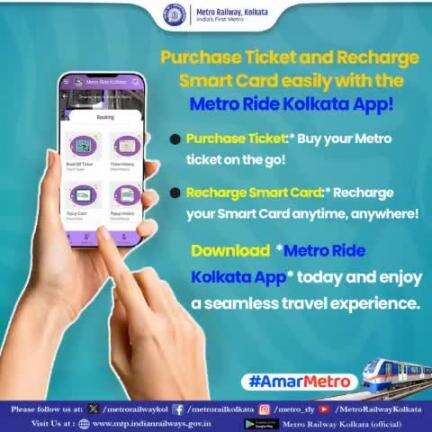 Purchase your #Ticket & Recharge #SmartCard with #MetroRideKolkata App