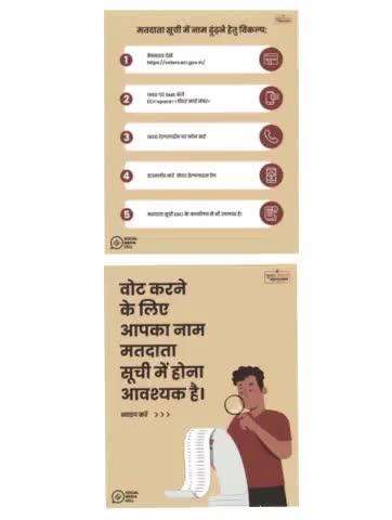 मतदान करना आपका कर्तव्य भी है और जिम्मेवदारी भी । #youaretheone 
मतदाता सूची में अपना नाम देखने के लिए निम्न विकल्पों की सहायता लें।
#chunavkaparv  #deshkagarv  #loksabhaelection2024