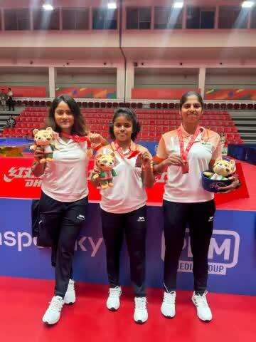 #Metro staff Moumita Dutta & Poymantee Baisya have won the #Bronze medal in the ongoing #BRICSGames, 2024 at #Kazan, #Russia. They have won the medal in the Womens' #TableTennis Team event.