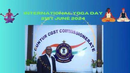 Shri Sadhu Narasimha Reddy, Commissioner of Guntur CGST Commissionerate, along with the officers and staff, celebrated the 10th International Yoga Day at the headquarters office by participating in yoga session. #InternationalYogaDay2024