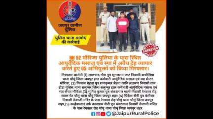 पुलिस थाना #सामोद ने NH 52 मौरिजा पुलिया के पास अवैध देह व्यापार करते हुए 05 अभियुक्तों को किया गिरफ्तार।