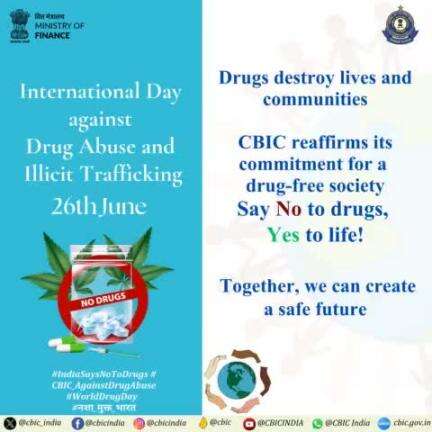 #नशा_मुक्त_भारत
#IndiaSaysNoToDrugs
#CBIC_Against_Drug_Abuse
#WorldDrugDay