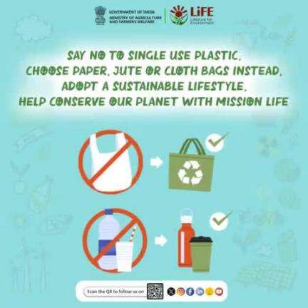 #MissionLiFE promotes #sustainable living to reduce environmental impact. Eliminating single-use plastics & encouraging use of reusable alternatives like paper or jute bags.