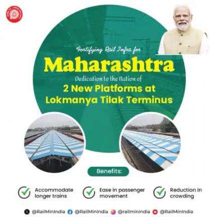 Dedication to the Nation of 2 new platforms at Lokmanya Tilak Terminus aiming to accommodate longer trains, and ease passenger movement which will help in the reduction of congestion 
#RailInfra4Maharashtra