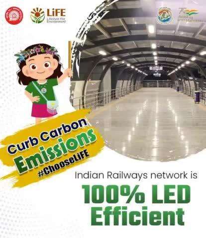 The Indian railway network now operates entirely on LED lighting, reducing carbon emissions and enhancing energy efficiency. Embrace sustainable energy solutions to lower greenhouse gases and protect our planet. #LifeMission #MissionLife #S