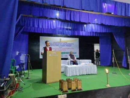 Welcome speech by Dr. Engam Pame, Director PIB Imphal in ICOP with a 2-day photo exhibition on #KargilVijayDiwas organised by CBC Imphal at Auditorium of CBC Imphal.