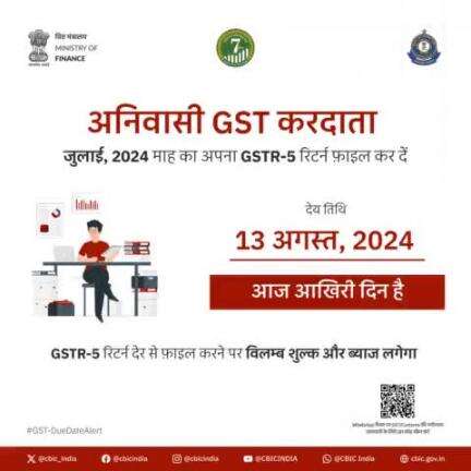 #GST-DueDateAlert for filing of GSTR-5 Return