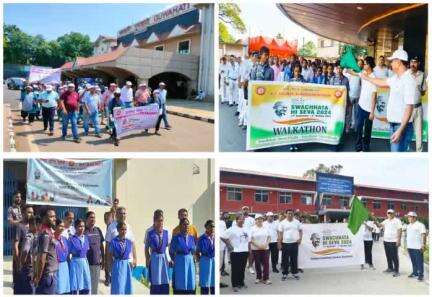 With the slogan "Swachh Rail,Swachh Bharat" walkathon programs were held across all the divisions on the occasion of #SHS2024 
Railway officials along with family members and Safai Mitras actively participated during the Swachhata Walkathon