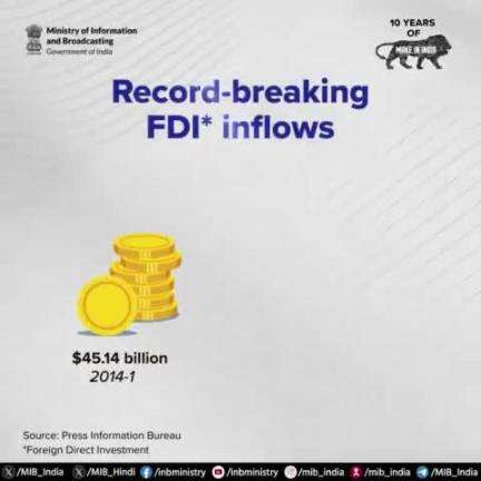 #MakeInIndia থৌরাং মায় পাকখিবা অসি FDI রুল্স লায়থোকহন্বা অমসুং #EaseofDoingBusiness ফগৎলকপদা ইনোৎ হাপ্তুনা পুরকখিবা রেকোর্দ থুগাইবা মওংদা চঙলকখিবা ফোরেন দাইরেক্ত ইনভেস্তমেন্ত (FDI)না ইনোৎ হাপখিবনি।