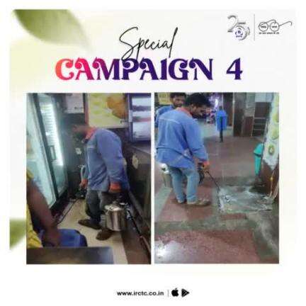 Under Special Campaign 4, pest control measures were implemented at the static units of Vijayawada Railway Station. 
#SwachhataPakhwada2024 
#IRSpecialCampaign4
 #SwachhBharat