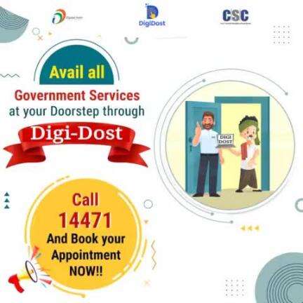 Call 📞☎14471 and book an appointment with us to get all Government Services at your doorstep. Call Timing 9 am to 5 Pm.