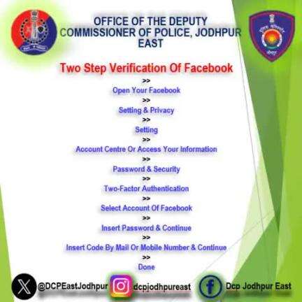 How To Secure Your Facebook Account With Two Factor Authentication.

#RajasthanPolice
#JodhpurPolice
#CyberSecurity