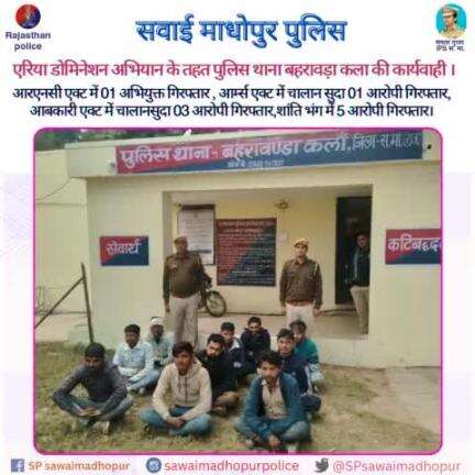 #सवाईमाधोपुरपुलिस एरिया डोमिनेशन अभियान के तहत पुलिस थाना बहरावंडा कला की कार्यवाही।