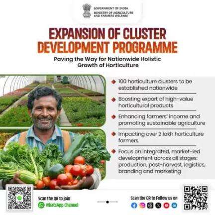 India's agriculture sector is set to witness a horticulture revolution with the expansion of the Cluster Development Programme (CDP) under the Mission for Integrated Development of Horticulture (MIDH). #agrigoi #CDPExapansion