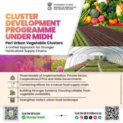 Introducing Peri Urban Vegetable Clusters under Cluster Development Programme of Mission for Integrated Development of Horticulture (MIDH) - a unified approach to strengthen India’s horticulture supply chains.
#agrigoi #CDP