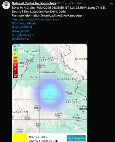 4.0 magnitude quake jolts Delhi-NCR, strong tremors felt across region #delhi #ncr #delhincr #earthquake