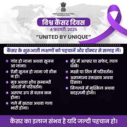 इस #WorldCancerDay, कैंसर के शुरुआती लक्षणों को जानें और समय पर डॉक्टर से सलाह लें।