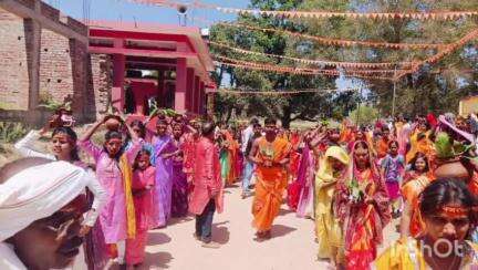 पांडू: महुगांवा में भव्य कलश यात्रा निकली, 'जय श्री राम' के जयकारों से गूंज उठा क्षेत्र