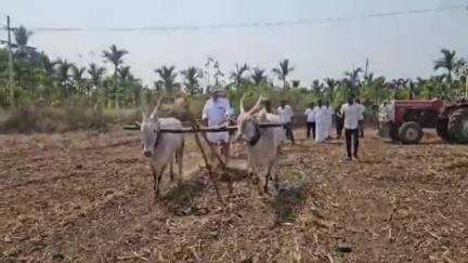 ಹಿರೇಕೆರೂರು: ಚಿಕ್ಕೋಣತಿಯಲ್ಲಿ ನೇಗಿಲು ಹೊಡೆಯುವ ಮೂಲಕ ಕೃಷಿ ಚಟುವಟಿಕೆಗೆ ಚಾಲನೆ ನೀಡಿದ ಶಾಸಕ ಯು.ಬಿ.ಬಣಕಾರ