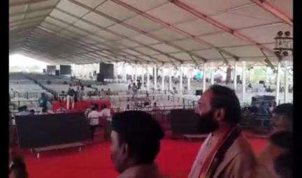 హుజూర్ నగర్: పట్టణంలోని సభ ఏర్పాట్లను పరిశీలించిన మంత్రి ఉత్తమ్ కుమార్ రెడ్డి