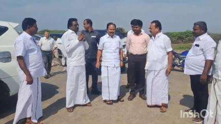 சீர்காழி: கொடியம்பாளையம் கிராமத்தில் 23 கோடி செலவில்  நடைபெறும் பணிகளை சுற்றுலாத்துறை அமைச்சர் ராஜேந்திரன் பார்வையிட்ட ஆய்வு செய்தார்