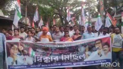 গাইঘাটা: গাইঘাটায় তৃণমূল ছাত্র পরিষদের প্রতিবাদ মিছিল