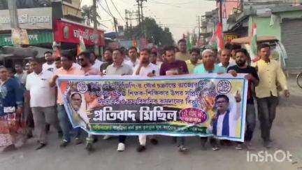 বাদুড়িয়া: বাদুড়িয়া নর্থ ব্লক তৃণমূল যুব কংগ্রেস ও ছাত্র পরিষদের প্রতিবাদ মিছিল হলো আজ