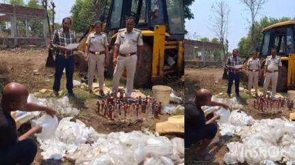 मेसकौर: मेसकौर प्रखंड के सीतामढ़ी में थाना प्रभारी रश्मि कुमारी की उपस्थिति में भारी मात्रा में शराब को किया गया ज़ब्त