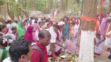 रायडीह: ईको विकास समिति रमजा ने वन क्षेत्र के पेड़ों को रक्षा सूत्र बांधकर सुरक्षित करने का संकल्प लिया